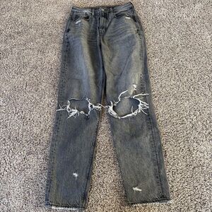 American Eagle Outfitters High Rise Distressed Jeans - Gray
